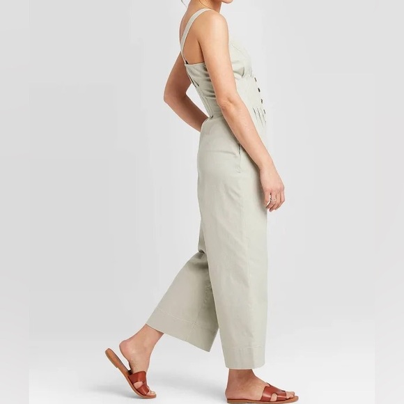 New Ladies Target Universal Thread Faux Button Up Gray Jumpsuit (Size 4) - Picture 4 of 8